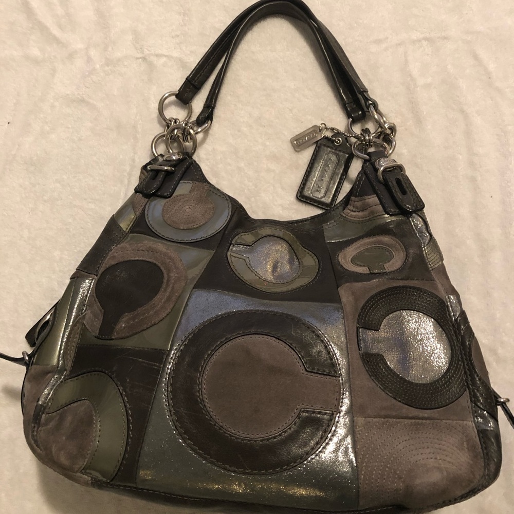 Rare Coach Mia Inlaid C suede Maggie Soho Handbag